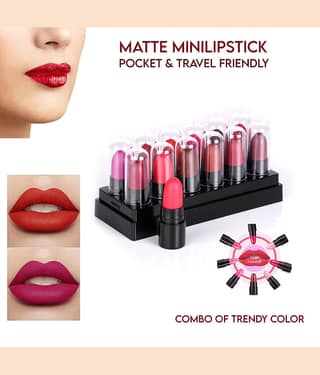 Pinner Minis Pout Party Matte Lipstick Highly Pigmented Mini Lipsticks (Set of 12 )