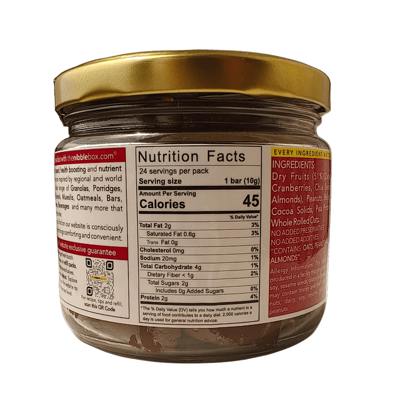 Fudgy - Cocoa and Berries (Dry fruit bars/ Vegan mithai) - fortified with pea protein view 2