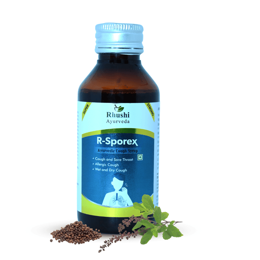 Rhushi Ayurved R-Sporex Ayurvedic Cough Syrup for Cough, Sore Throat, Allergic Cough, Wet and Dry Cough - 100ml view 2