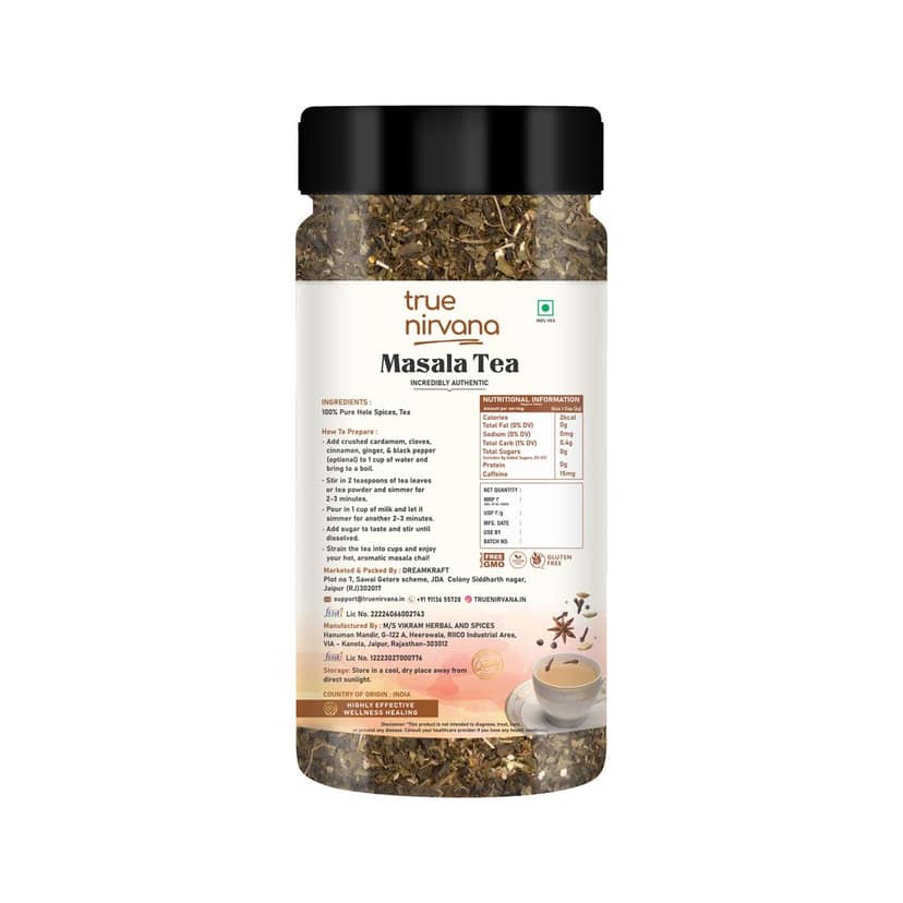 True Nirvana Masala Tea – Authentic Indian Spiced Tea Blend – 100% Natural, Organic & Aromatic Loose Tea Leaves view 2