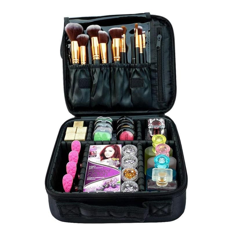 House of Quirk Nylon Makeup Cosmetic Travel Storage Case With Adjustable Compartment Cosmetic Bag (Jessica), 25 x 22 x 9 Centimeters, Multicolor House of Quirk Nylon Makeup Cosmetic Travel Storage Case With Adjustable Compartment Cosmetic Bag (Jessica), view 2