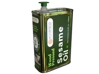 WOODFRESS Pure Cold Pressed Sesame Oil - 500 ml, Wood Pressed Gingelly Oil, Rich in Omega 6 & 9, Til Oil for Cooking, Woodpress, Metal Tin 500ml