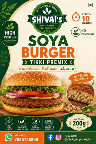 Shivai's Soya Burger Tikki Premix (200g) | High Protein Plant Based | Ready in 10 Minutes