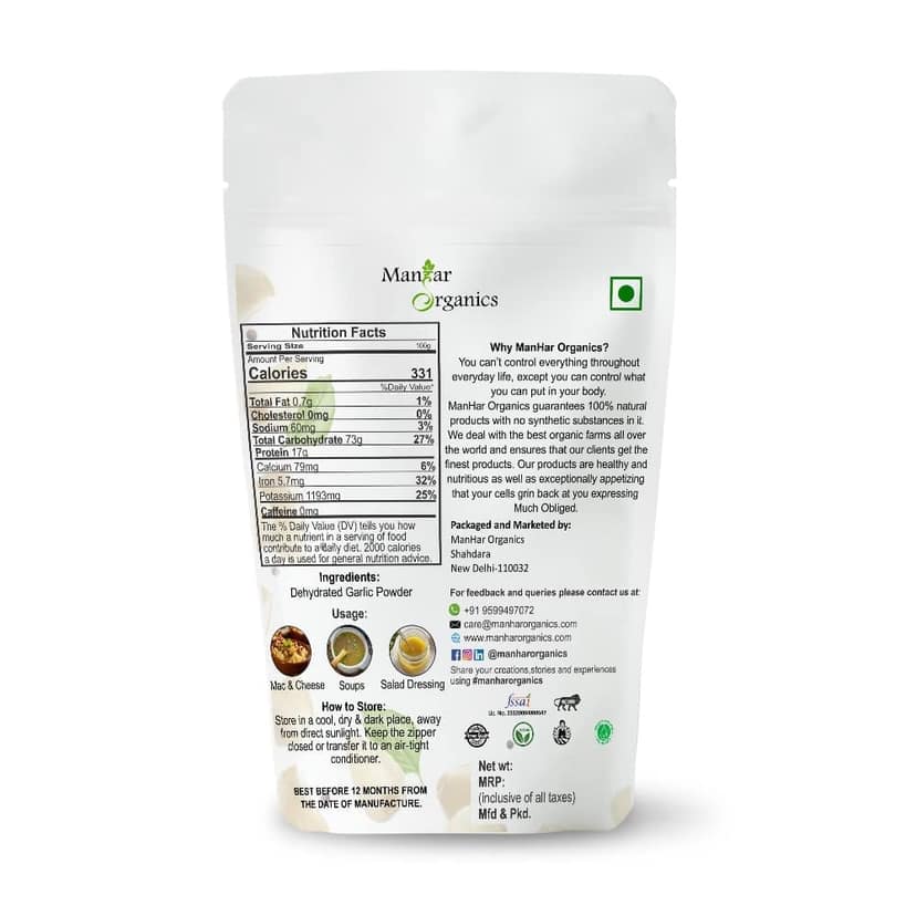 ManHar Organics Garlic Powder | Lahsun / Lehsun / Dry Garlic Powder | 100% Natural & Edible | Rich Aroma & Taste | Seasoning for Cooking, Marinades & Snacks – 500gm view 2