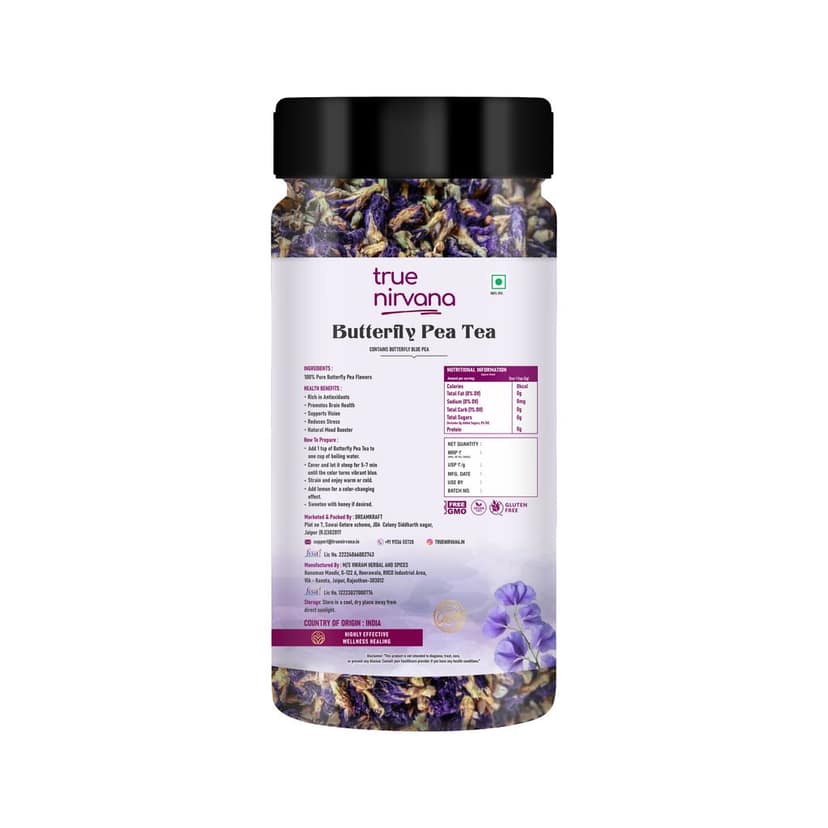 True Nirvana Butterfly Pea Tea – 100% Natural Herbal Blue Tea – Caffeine-Free view 2
