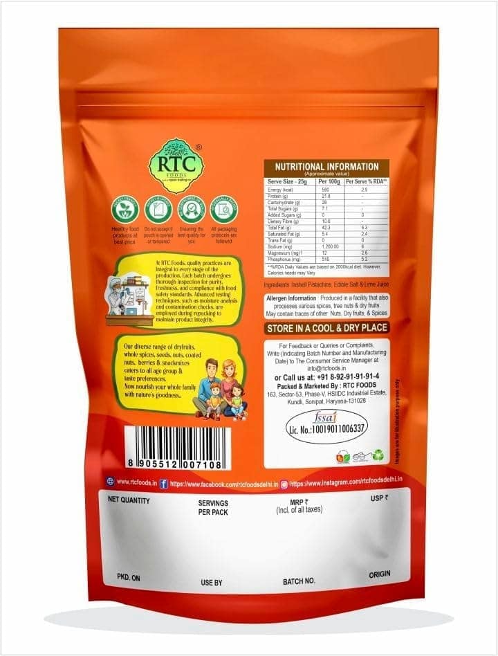 RTC Californian Roasted & Salted Pistachios 200 gm I Crunchy & Delicious I Over baked I Shelled Nuts I Rich with Minerals and Vitamins I Selected Dry Fruits I Nuts I Snacking Perfect I Lightly Salted view 2