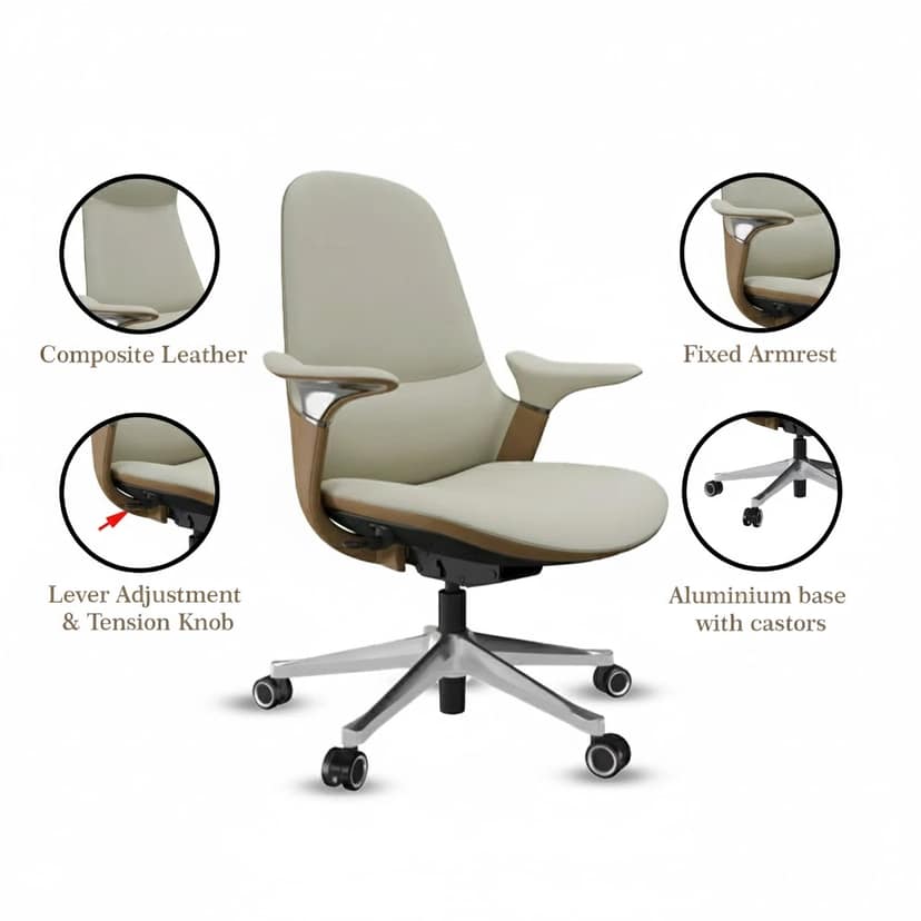 Rose Sofira Luxurious Mid Back Chair (White) view 2