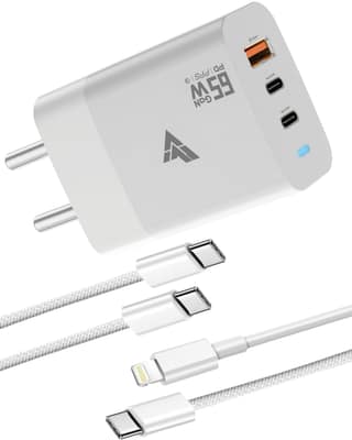 DR VAKU 65W Charger Type C Fast Adapter with Type C and Data Cable PD 2.0, Multi Port Dual PD Charging GaN Technology for MacBook Laptop,iPhone 16,15/14/13, Samsung and Android Devices DR VAKU 65W Charger Type C Fast Adapter with Type C and Data Cable PD