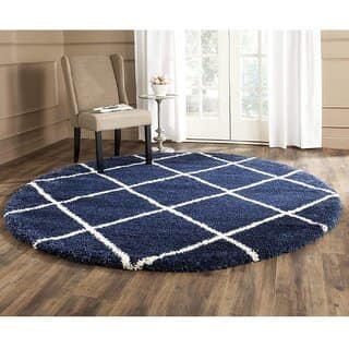 GALLERY HOME Silky Smooth Anti-Skid Shaggy Round Carpet with 2 inch Thickness (3 x 3 Round, Blue T3)