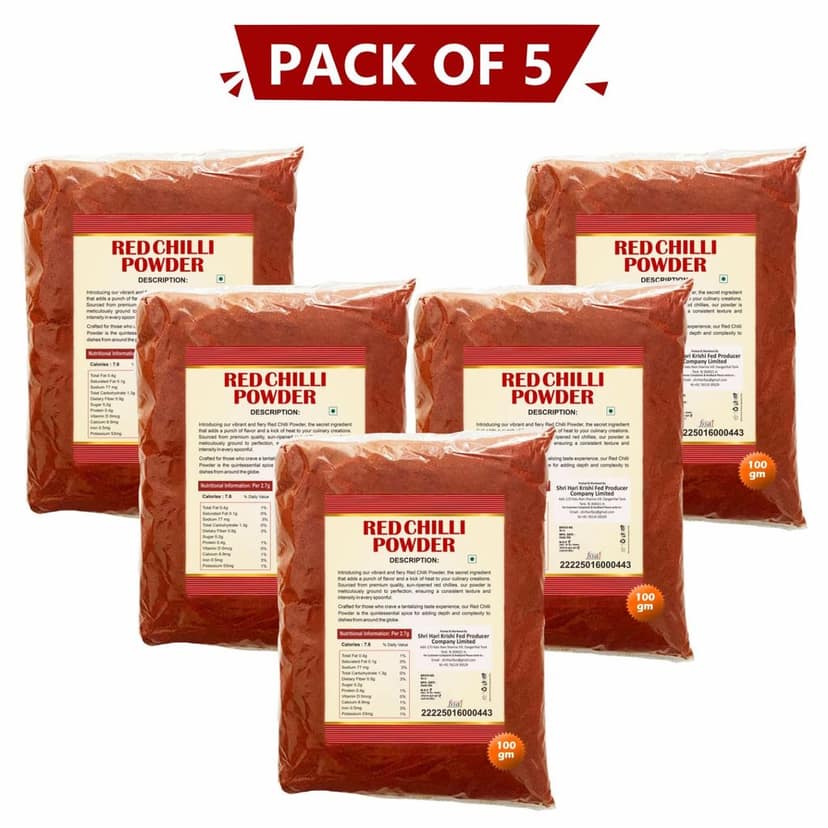 Red Chilli Powder (100 gm) Pack of 5 by Shri Hari Fed Krishi Producer – Pure , Natural & Made by Farmers view 2