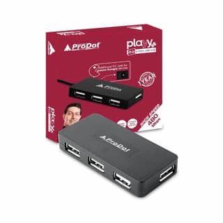 ProDot 4 Port USB 2.0 Hub with Hi-Speed Data Transfer, LED Indication & Micro USB Port for Additional Power