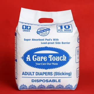 A Care Touch Adult Diaper Sticking Style | Adult Diaper Medium Size Waist |10 hr Absorption-Protection | Unisex with Wetness Indicator | Odour Control | Goodness of Aloe Vera | (10 Units, Pack of 1)