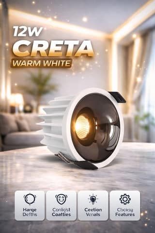 SPARKWORLD 12W LED Surface COB Spot Light Black Body with Black Reflector | Natural White Ceiling Focus Light | Pack of 1 | Colour: Warm White