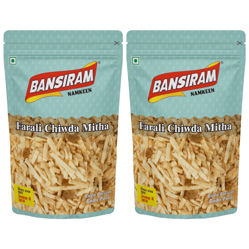 BANSI RAM Namkeen Farali Chiwda Mitha (Pack of 2 X 350g) 700 gm