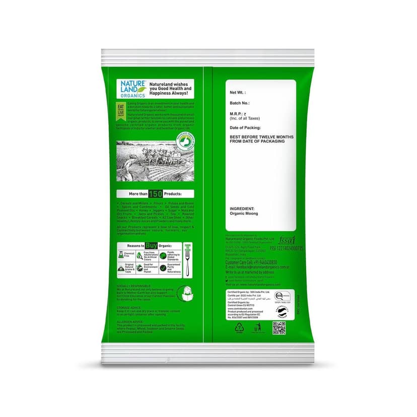 Natureland Organics Moong Split 1 kg view 2