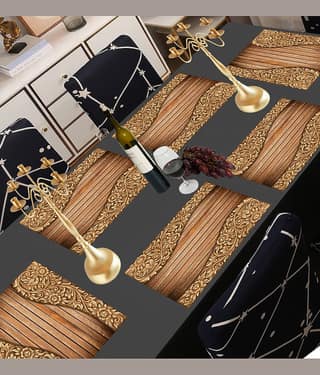 Revexo PVC Abstract Rectangle Table Mats ( 40 cm x 30 cm ) Pack of 6 - Multi