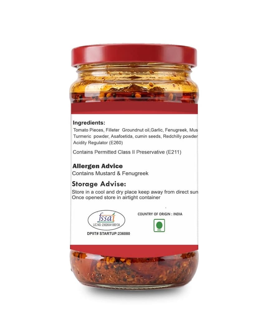 Tomato Pickle � Tangy & Spicy Traditional Indian Style Achar | All Natural Ingredients | No Artificial Preservatives | Gluten-Free | Homemade Taste view 2
