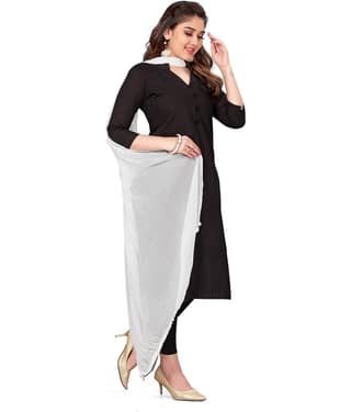 TULSI CRAFTED WITH HEART White Chiffon Dupatta