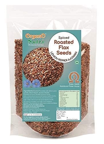 OrganoNutri Roasted Flax Seeds | Spiced - Lemon Pepper Ajowain | Alsi for Eating | Premium Roast