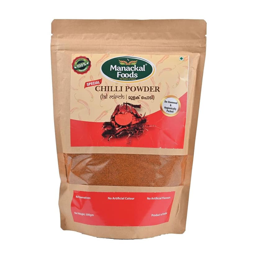 Manackal Foods Special Blend Chilly Powder 500g | Unique Mix of Kashmiri, Piriyan & Red Chillies | Rich Colour & Balanced Heat | Pure & Natural | No Preservatives