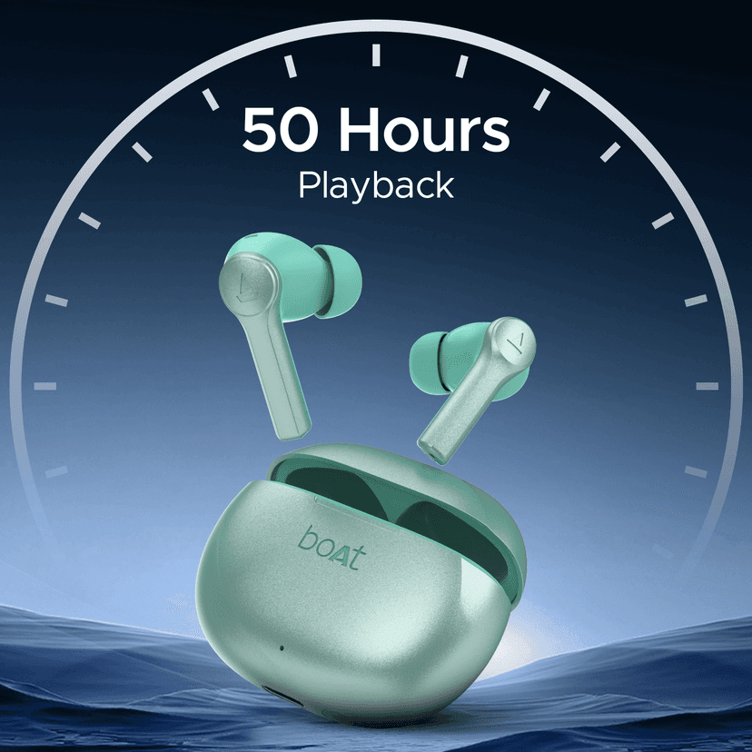 boAt Airdopes Supreme | Wireless Earbuds with 50 Hours Playback, AI ENx™ with Wind Noise Reduction, Cinematic Spatial Audio Sage Green view 2