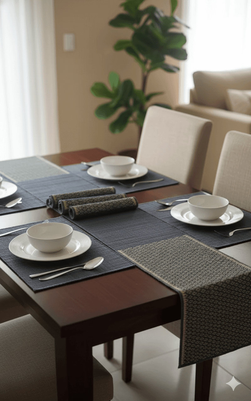 Sandhya Mat Unit Traditional Madurkathi Grass Dining Table Mat And Runner Collection view 2