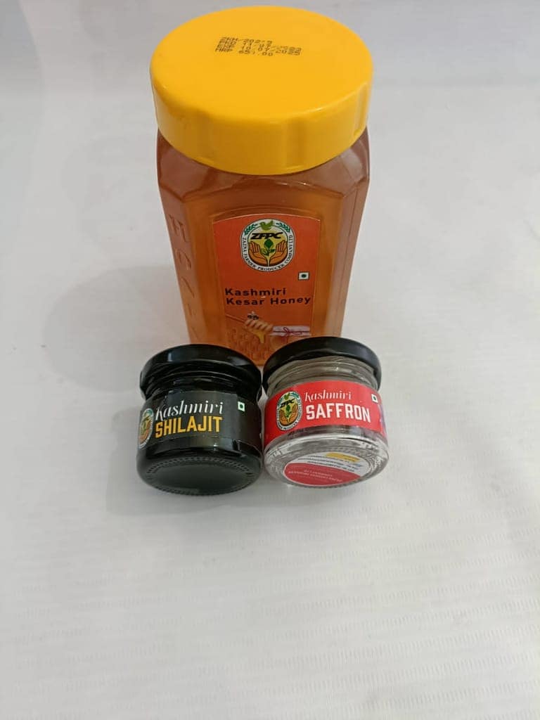 Combo Pack of Honey, Shilajeet and Kashmiri Mongra saffron. view 2