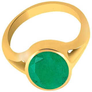 prateek enterprises natural and certified emerald gold plated adjustable ring