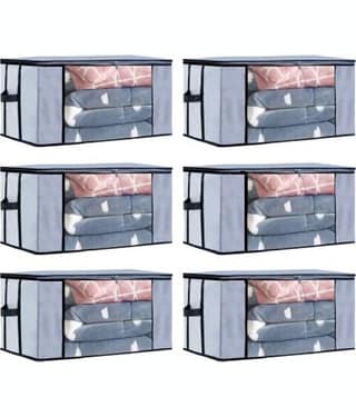 SH. NASIMA Set of 06 Underbed Storage Bag, Storage Organizer, Blanket Cover with Front Handle