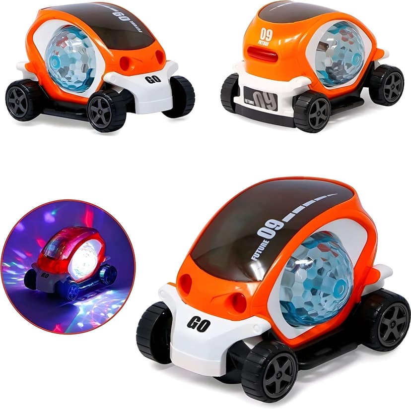 Zenex Store Stunt Car 360 Degree Rotating Future Car 4D Lights Sounds Musical Toy for Kids - Red & White view 2