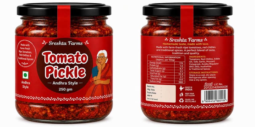 Sreshta Farms Tomato Pickle - 250gm view 2