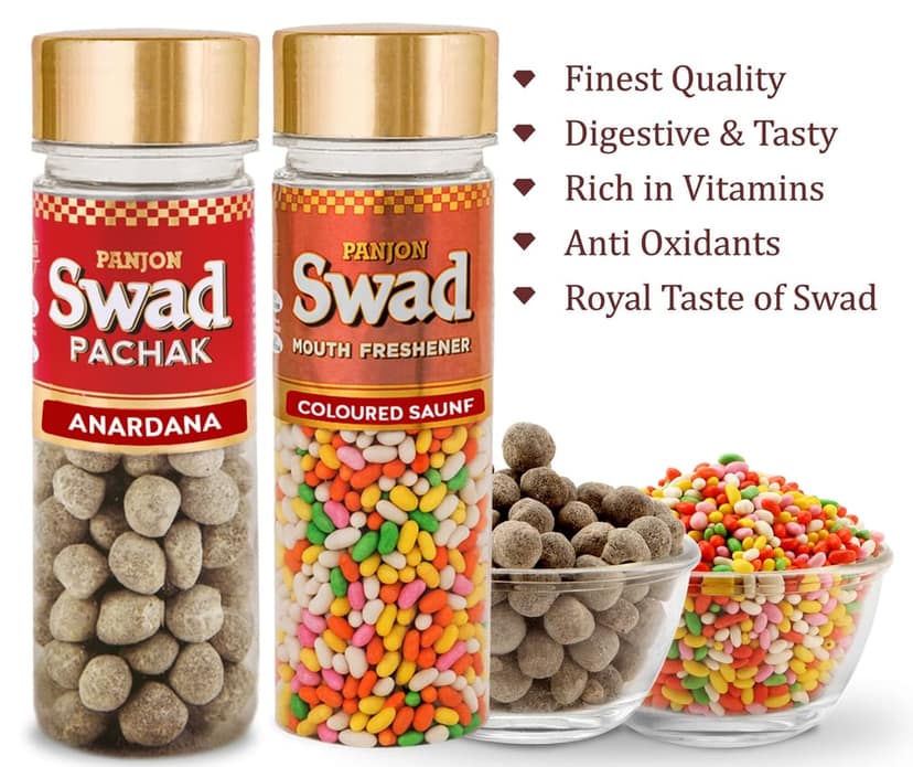 Panjon Swad Pachak Anardana & Mukhwas Coloured Saunf, 310g, 2 bottle view 2