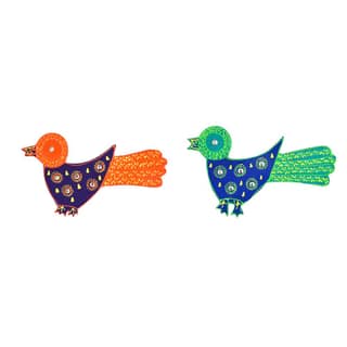 DECOREER Bird Wooden Fridge Magnet Set of 2