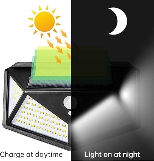 Multi-Angle 168 LED Solar Wall Light with PIR Motion Sensor, Energy Saving Waterproof Outdoor Security Lighting for Yard and Driveway view 2