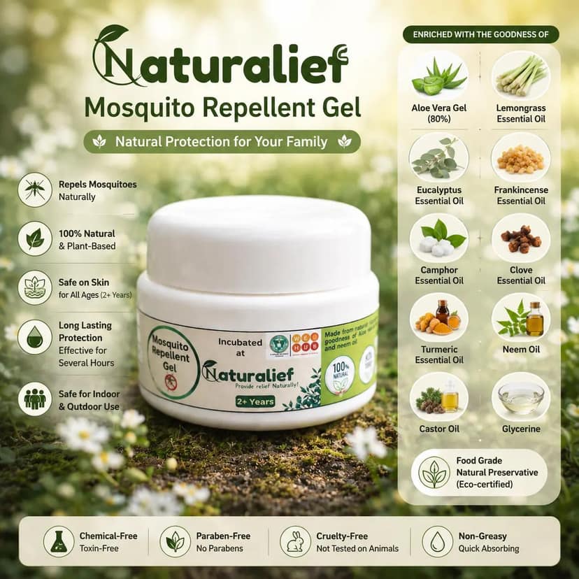 Natural Mosquito Repellent chemical free Gel – Aloe Vera & Essential Oils | Herbal & Skin-Friendly view 2