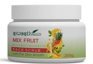 Swasth Arogya Mix Fruit Face Scrub || Blemishes & Pimples || Smoother Skin || Acne || Clear & Radiant || Pack Of 1 Jar Mix Fruit Face Scrub (200gm.)