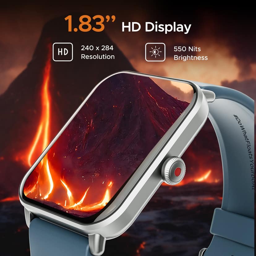 boAt Wave Fury | Bluetooth Calling Smartwatch with 1.83" (4.64cm) HD display, 30 days Battery, Heart Rate & SpO2 monitoring Cyan Blue view 2