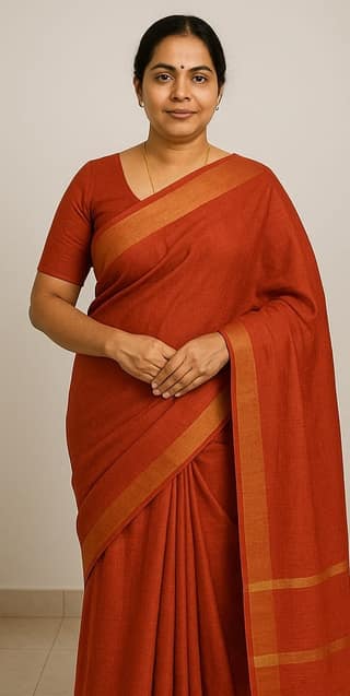 Elegant Rust Saree with Gold Border - Timeless Indian Wear [Pack of 2]