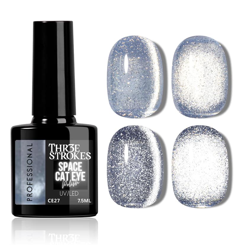 THR3E STROKES 9D Glitter Cat Eye Gel Finish Magnetic Nail Polish Art Manicure DIY at Home Soak Off UV Gel 7.5ML (CE27, 7.5ML) THR3E STROKES 9D Glitter Cat Eye Gel Finish Magnetic Nail Polish Art Manicure DIY at Home Soak Off UV Gel 7.5ML (CE27, 7.5ML) -