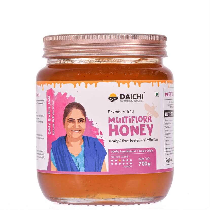 Daichi Multiflora Honey - 100% Raw & Unprocessed, Straight from beekeepers, Cruelty-free, No Sugar or Additives 350gm (Pack of 1)