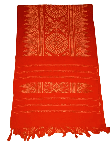 Aronai- Assamese Bodo Traditional Handwoven Ethnic Dress (MUFFLER/SCARF) Color : Red view 2