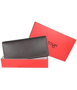 Tough Leather Brown Women's Bi Fold Wallet ( Pack of 1 )