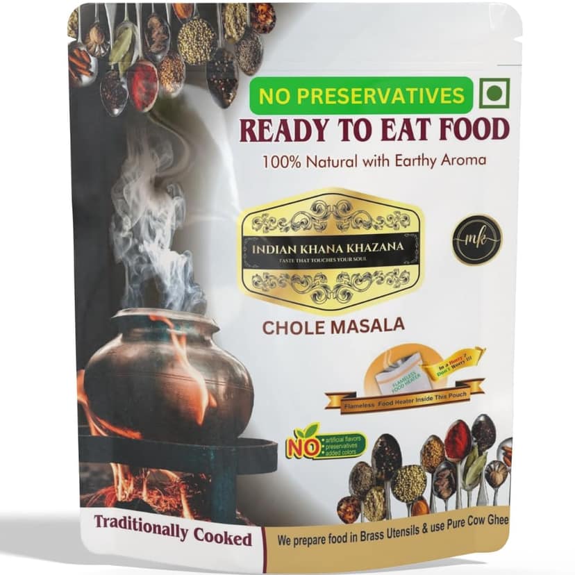 Chole Masala 300gm | Ready to Eat Food | No Added Preservative and Colours (Chole) Serve Hot Anytime Anywhere with our Flameless Food Heater inside the Pack. view 2