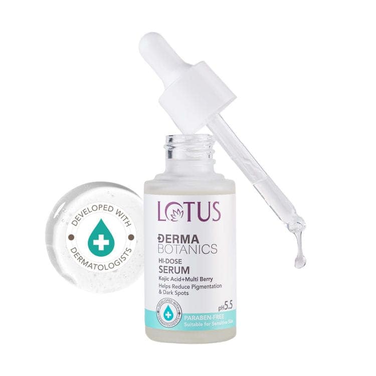 Lotus Herbals Lotus Dermabotanics Kojic Acid + Multi Berry Hi-Dose Serum, pH5.5, For Sensitive Skin (28ml)