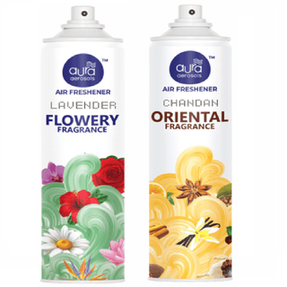 Aura Aerosols Air Freshener 300ml (Pack of 2) - Lavender & Chandan