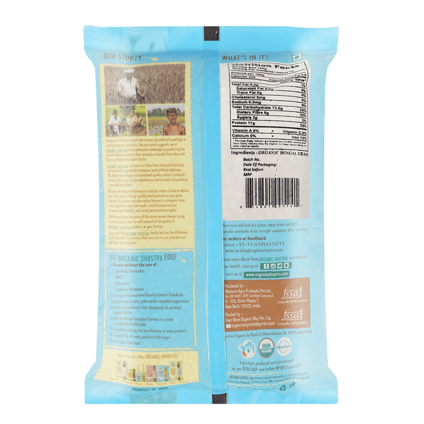 Organic Shastra Unpolished Kala Channa Whole/Kala Chana Saboot/Bengal Gram Whole - 1 Kg | Pack of 1 | 100% Organic | Chemical Free & Pesticides Free view 2
