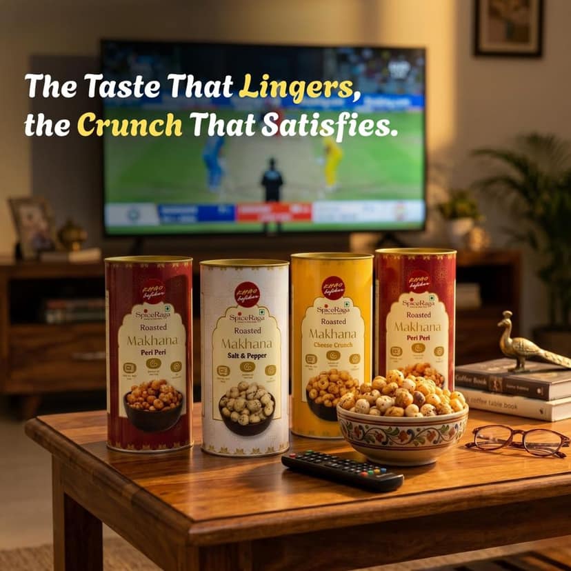 SpiceRaga Roasted Flavoured Makhana Combo Pack of 4 (77g x 4) Total 308g | 2 Peri Peri, 1 Cheese Crunch, 1 Salt & Pepper | Healthy Namkeen Snack | Fox Nuts (Makhana) | High Protein | Low Calorie | No Palm Oil view 2
