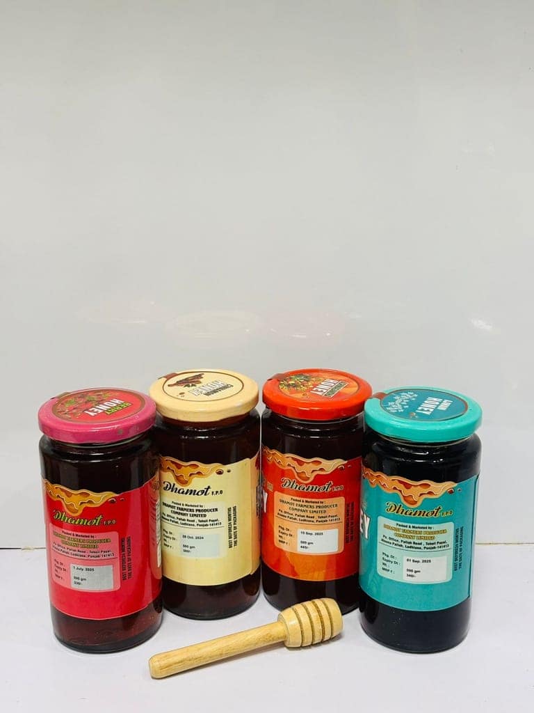 Assorted Natural Flavored Honey Jars - Cinnamon, Ashwagandha, Berry, Ajwain, each 500 gram with free spoon . view 2
