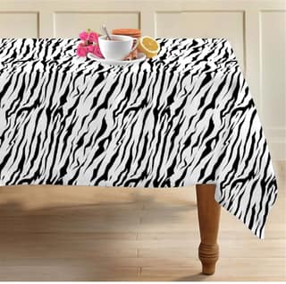 AIRWILL 100% Cotton Printed Pattern 6 Seater Rectangle Table Cover Sized, 56x71 inches (Black,White, Pack of 1)
