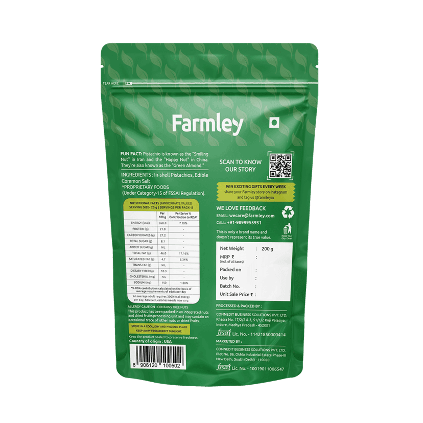Farmley Premium California Roasted & Salted Pistachios (200 g) view 2